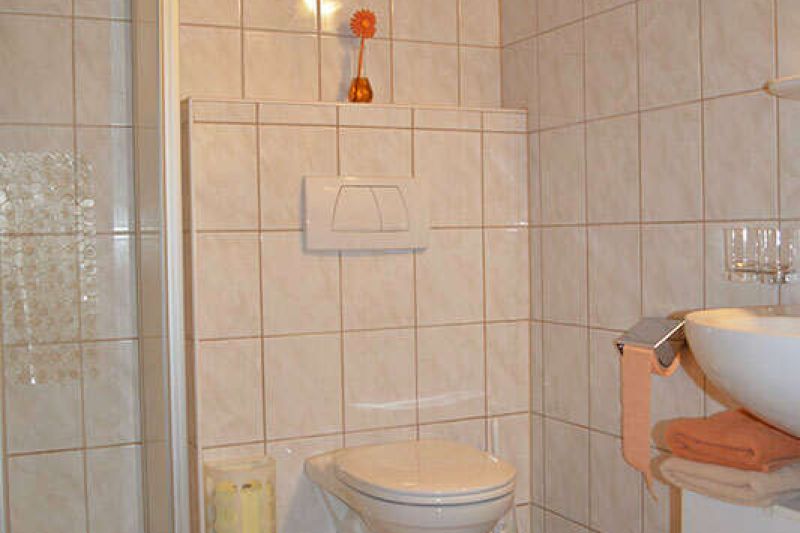 Bad mit Dusche und WC im Appartement 3